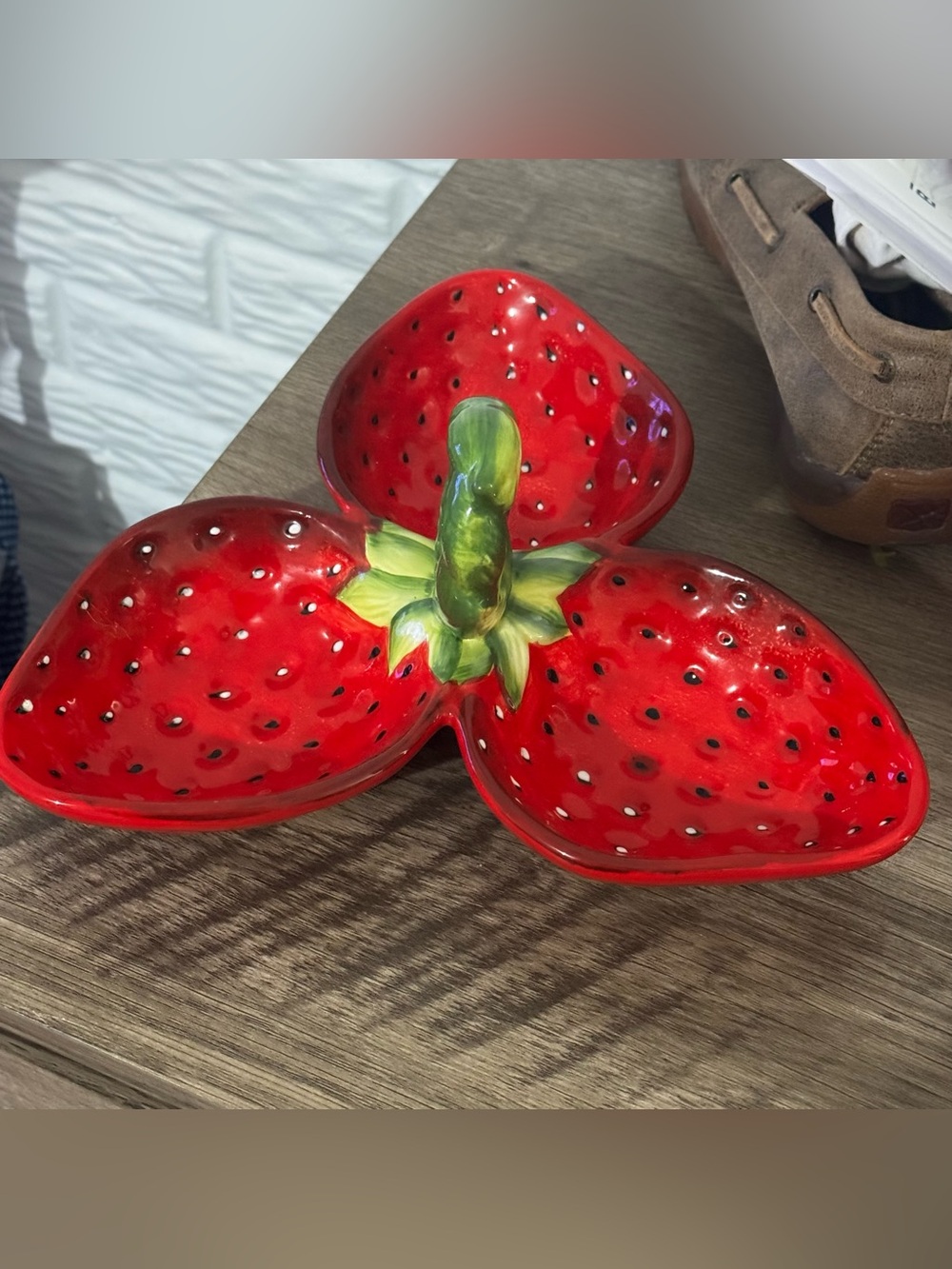 Vintage Plate Pier 1 Dolomite Strawberry Platter Ceramic Divided Serving Dish